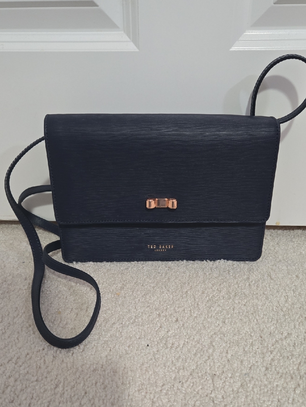 Ted Baker Dark Blue Crossbody Bag with Bow Accent